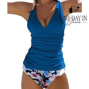 Beachsissi V Front Tummy Control Tankini Swimsuit Size XL